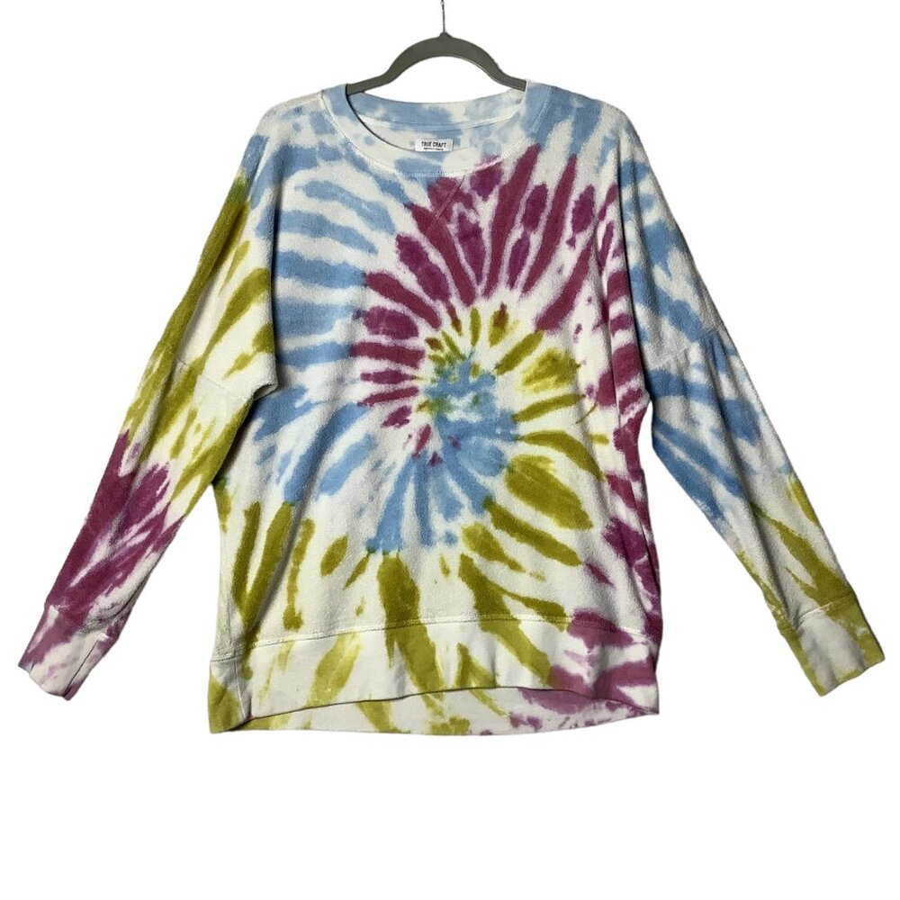 True Craft Tie Dye Sweatshirt Women Size Small Cotton Blend Multicolor Soft